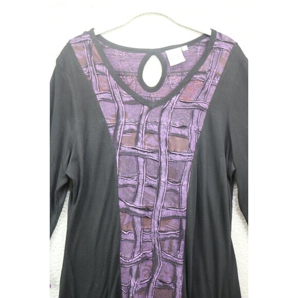 Parsley & Sage Purple and Black 3/4 Sleeve Dress-Size Large-BOHO-Whimsigoth - Picture 4 of 11